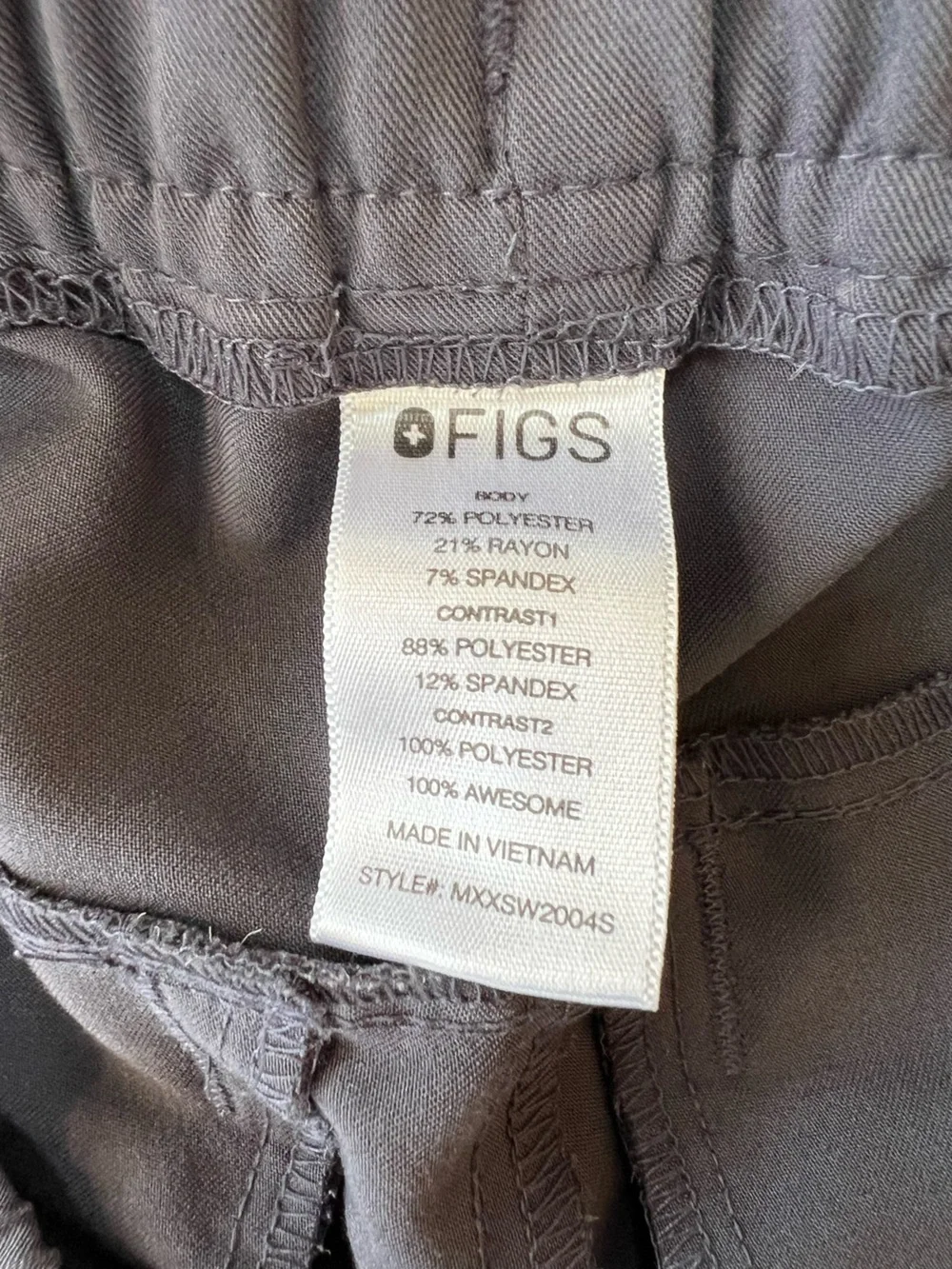 FIGS Tansen Jogger Scrub 5 Pocket Pants Charcoal Grey (PO #1873), sz Small Short